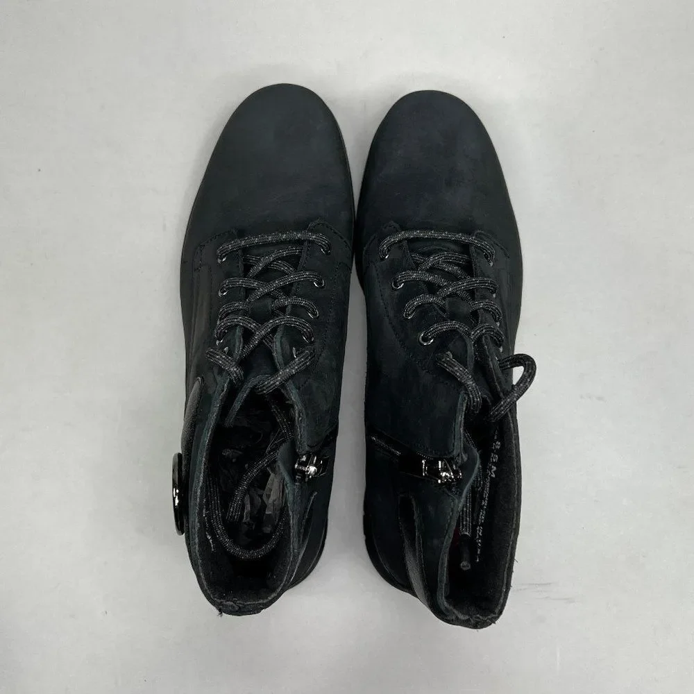 Munro Buckley Boots Women's Size 8.5 Black Nubuck Leather Lace Up Buckle Combat - Picture 8 of 12